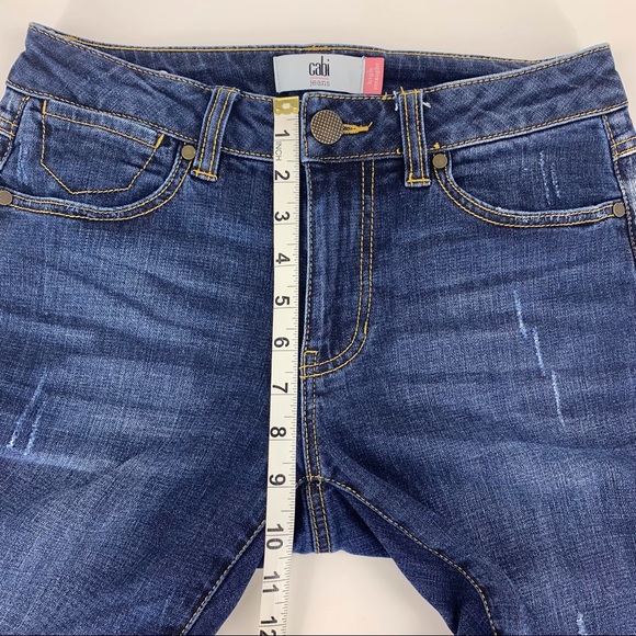Cabi Clothing Authentic High Straight Dark Wash Distressed Jeans, #3561, 2 - Picture 13 of 16
